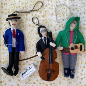 Frank Sinatra (NWT), Yo Yo Ma, Justin Bieber Ornaments. Handmade in Kyrgyzstan.